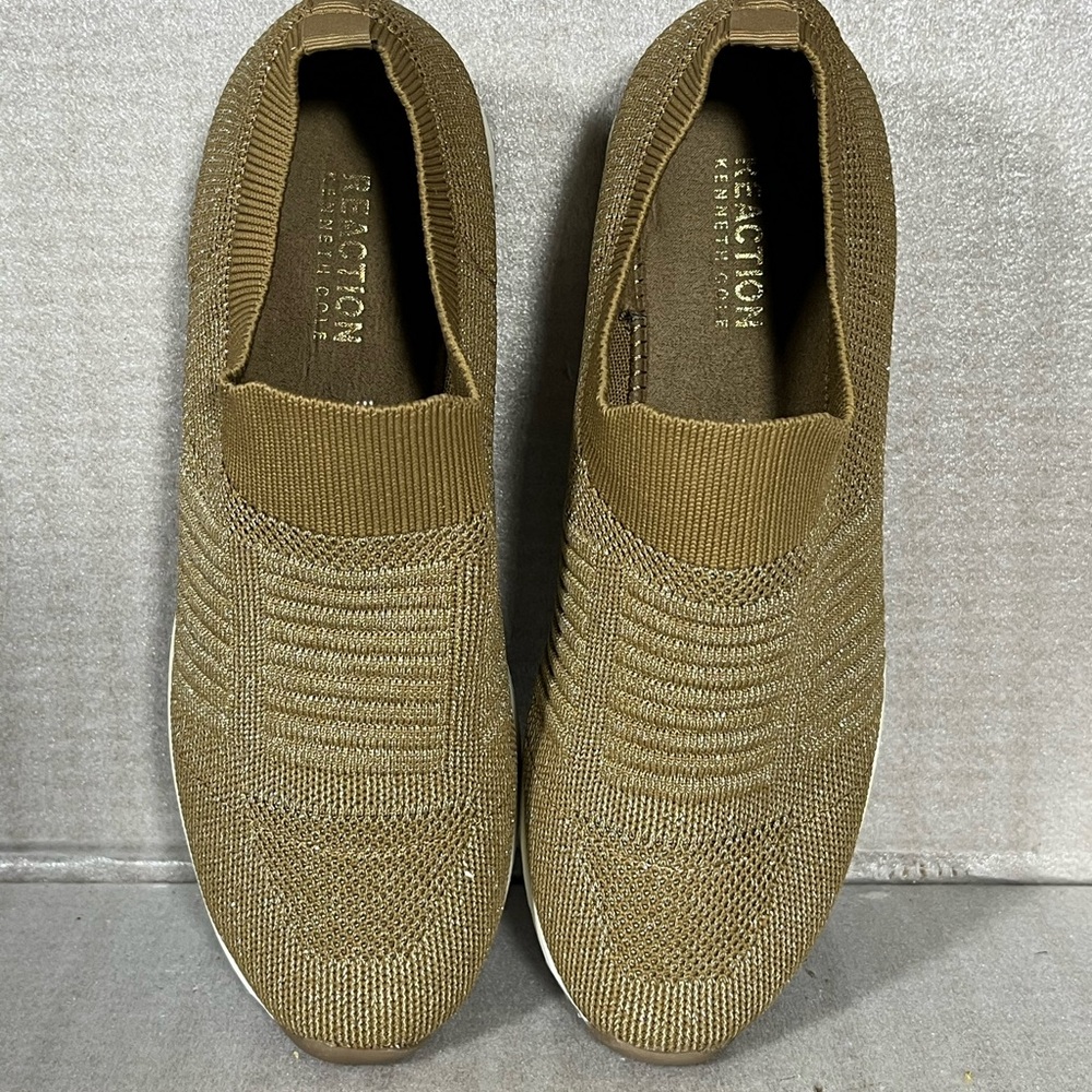 Kenneth Cole Reaction Women's Gold Sparkle Cameron Knit Sneaker Size 8M/EU39 - Picture 6 of 8